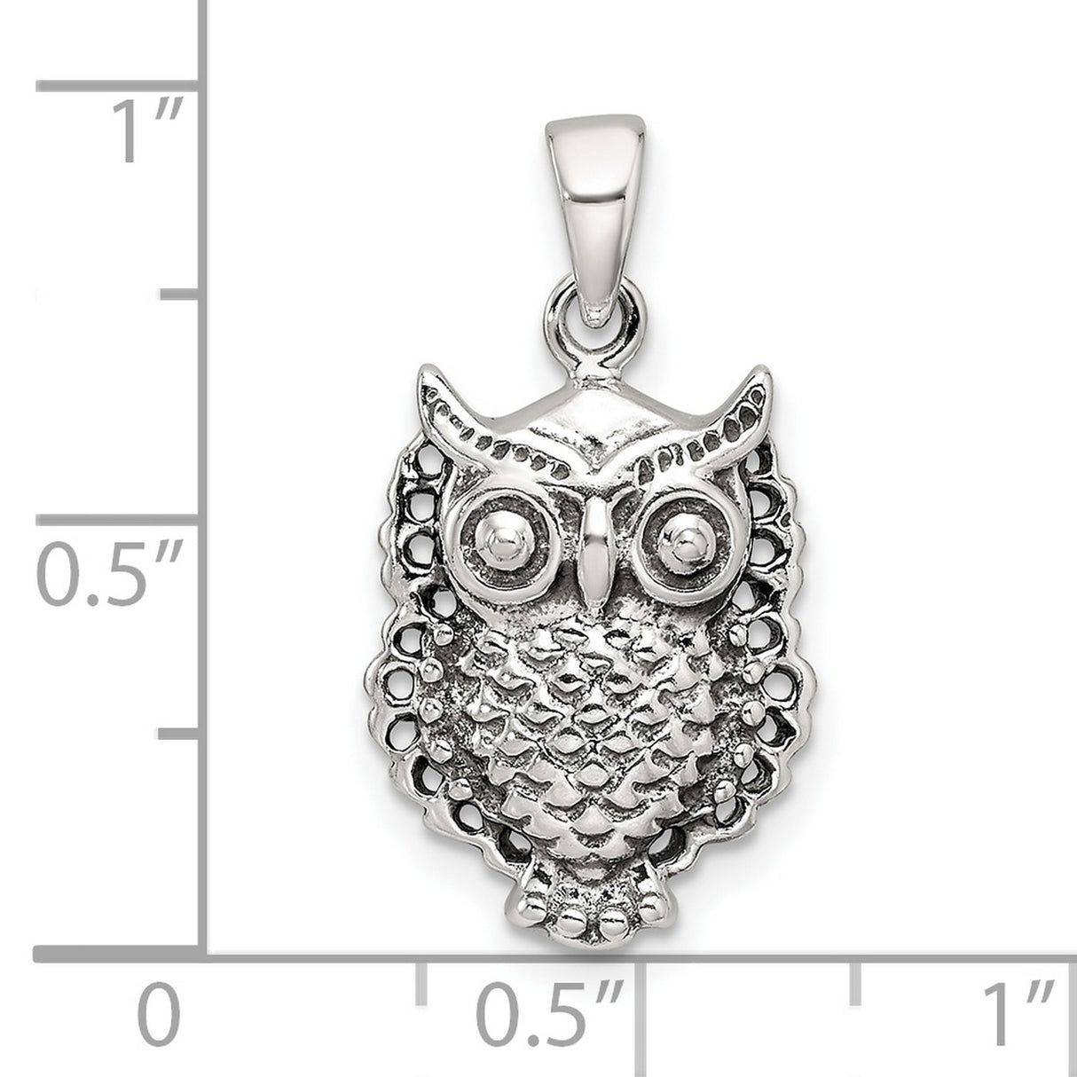 Sterling Silver Owl Pendant with Feather Detail and Antiqued Animal Totem Design
