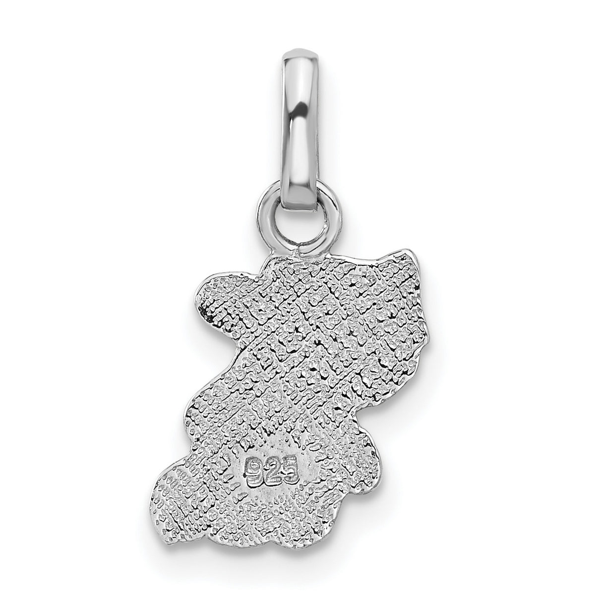 Sterling Silver Cat Charm Pendant with Enamel Eyes, Playful Kitten Design for Women and Girls