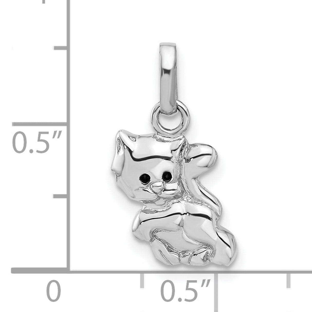 Sterling Silver Cat Charm Pendant with Enamel Eyes, Playful Kitten Design for Women and Girls