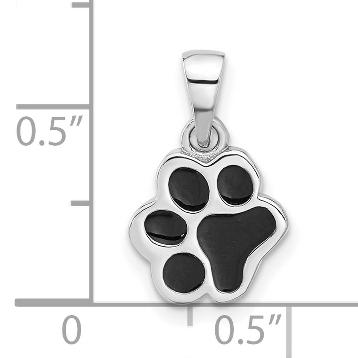 Sterling Silver Paw Print Pendant with Black Enamel Accents, Pet Memorial Charm for Women or Unisex Wear