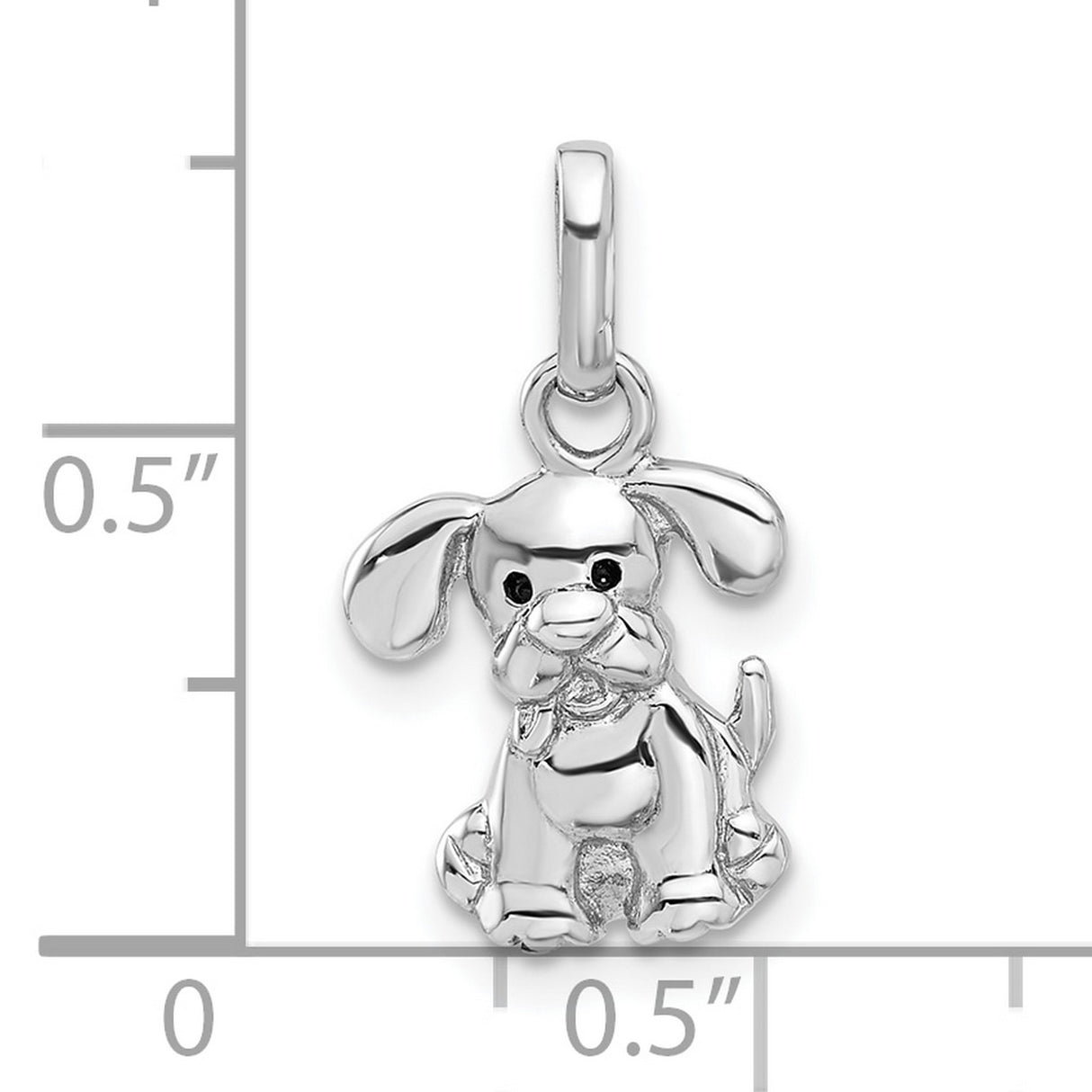 Sterling Silver Puppy Charm Pendant with Dangling Ears, Realistic Dog Jewelry for Women and Girls