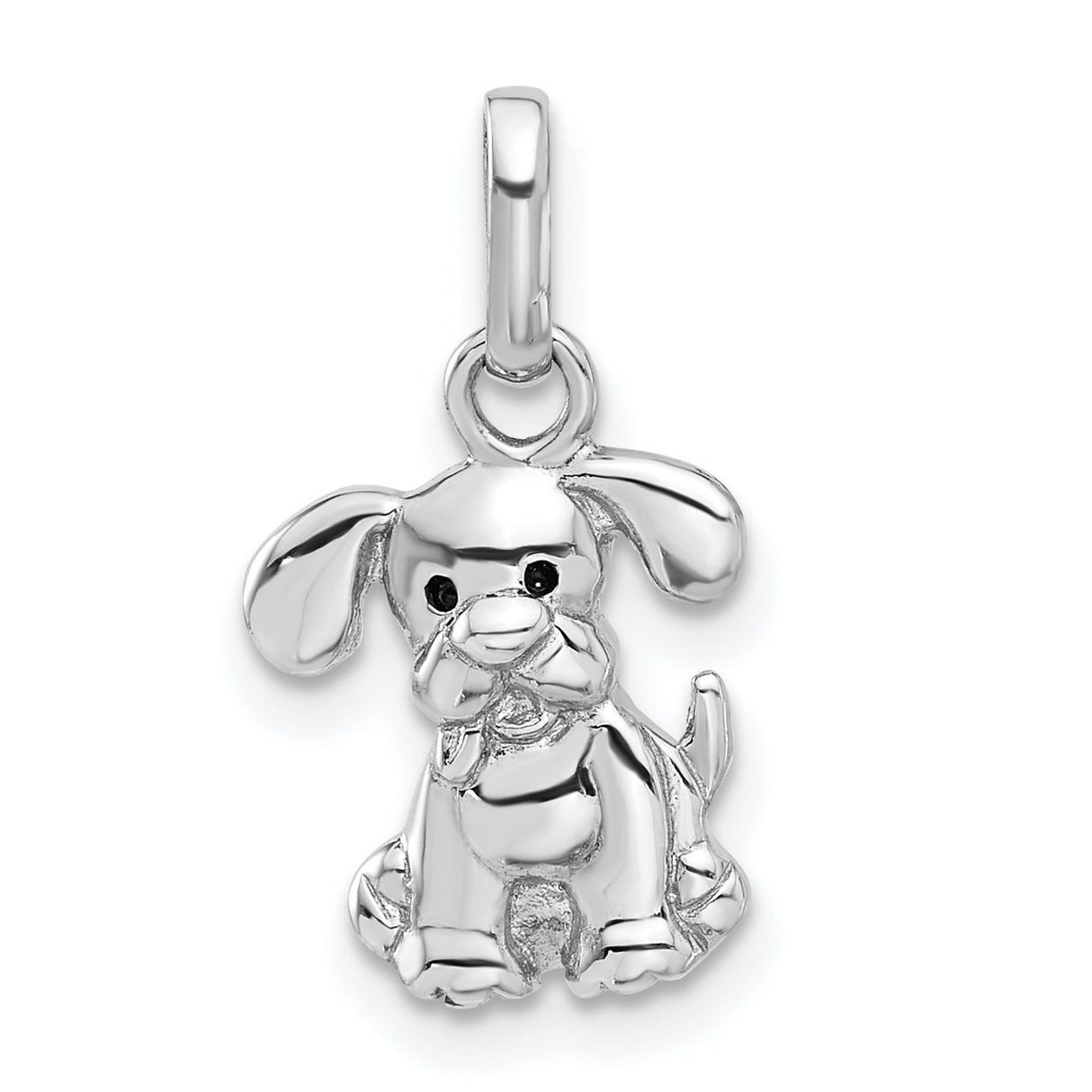 Sterling Silver Puppy Charm Pendant with Dangling Ears, Realistic Dog Jewelry for Women and Girls