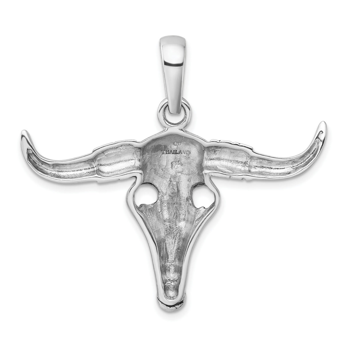 Sterling Silver Bull Skull Pendant with Tribal Horns, Southwestern Biker Style Amulet