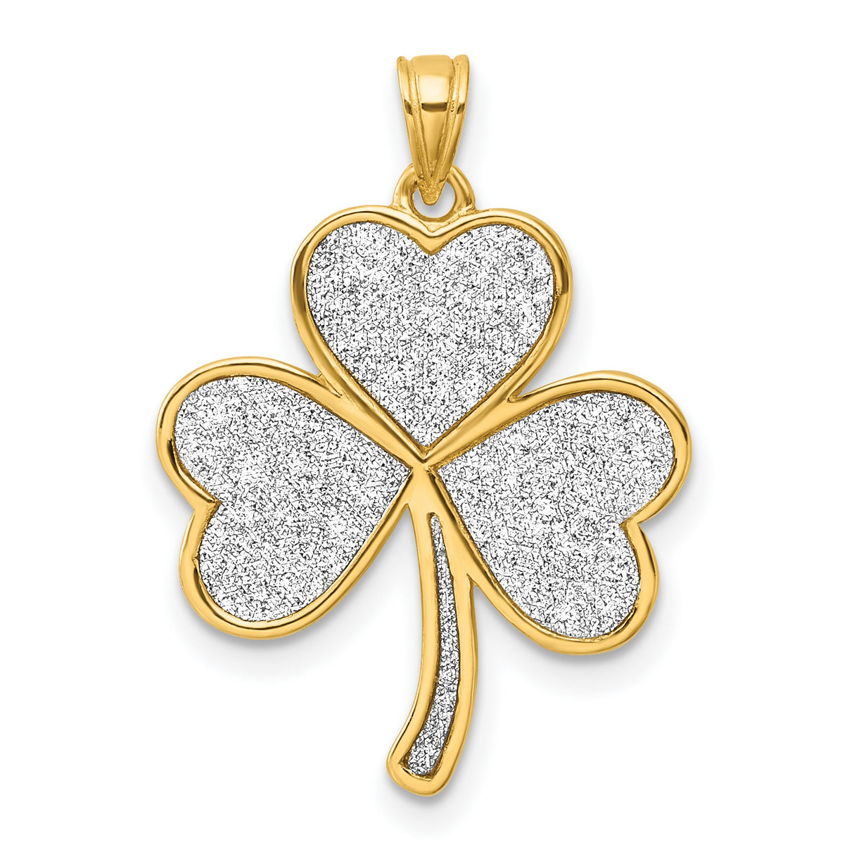 Sterling Silver Shamrock Pendant with Glitter Heart Leaves, Celtic Irish Luck Jewelry for Women