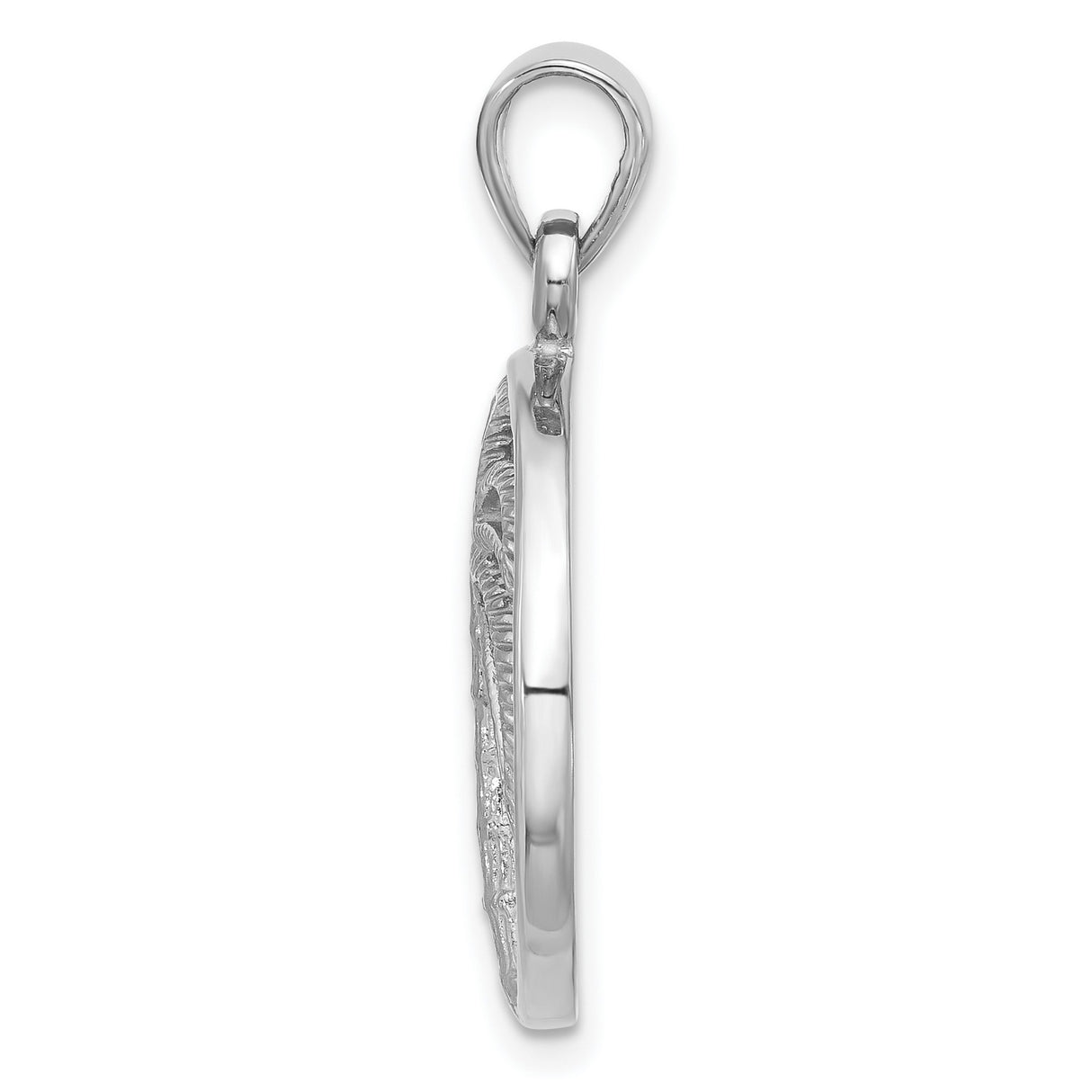 Sterling Silver Palm Tree Pendant with Open Circle Design, Tropical Beach Charm