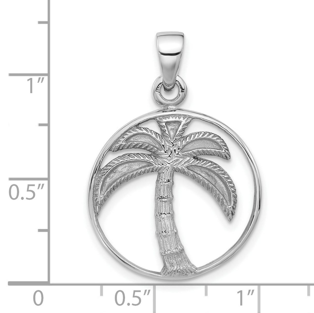 Sterling Silver Palm Tree Pendant with Open Circle Design, Tropical Beach Charm