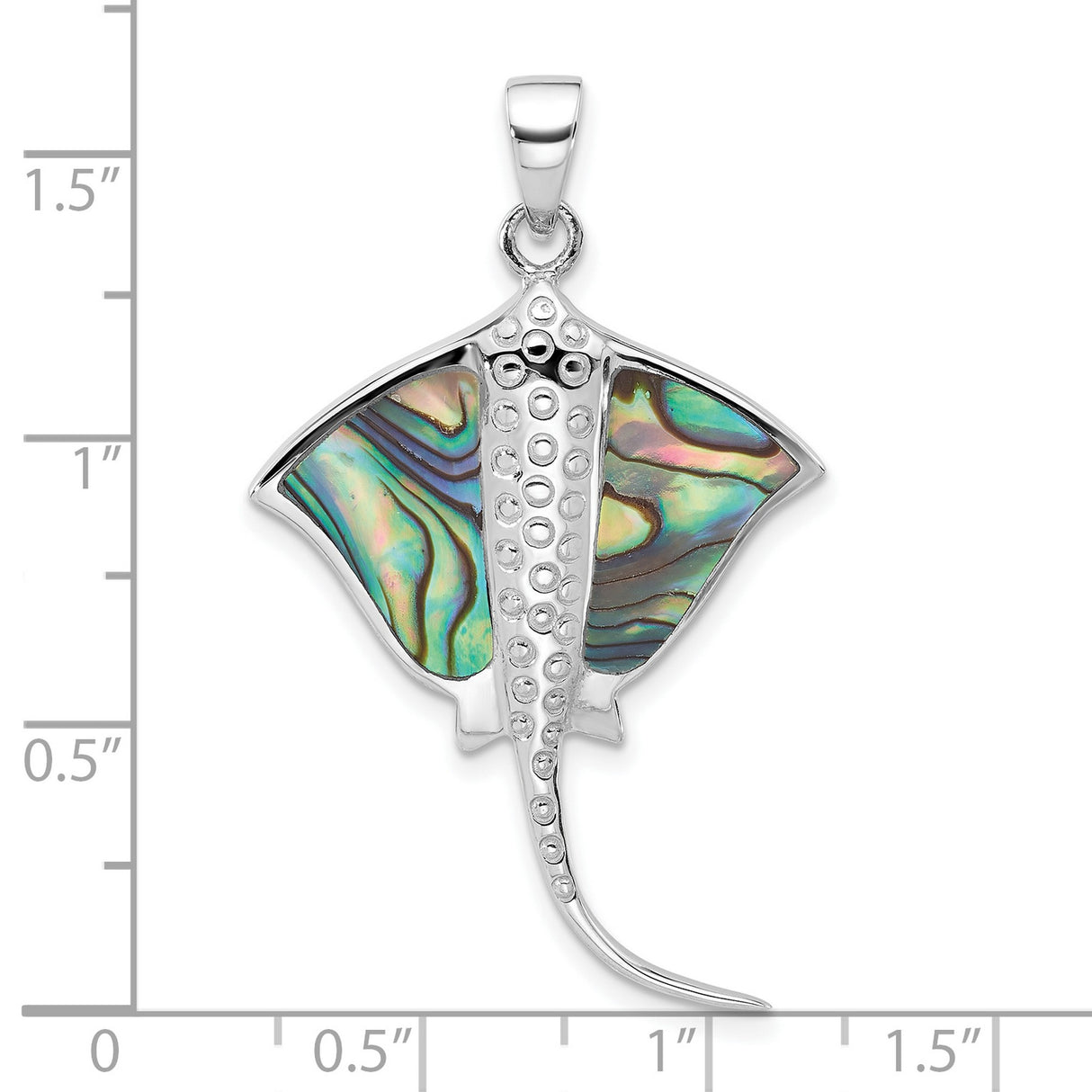 Sterling Silver Stingray Pendant with Abalone Shell, Ocean-Inspired Jewelry for Women