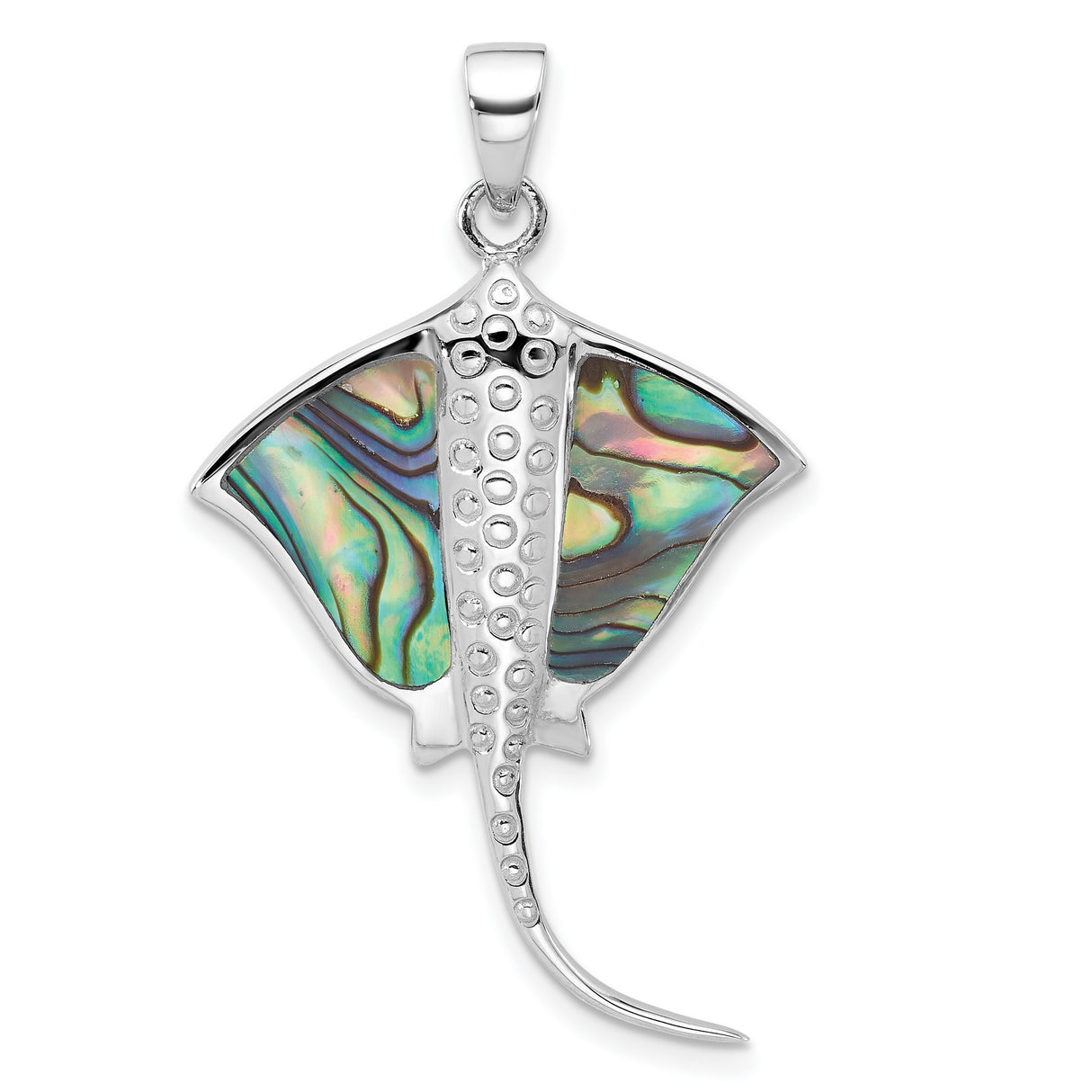 Sterling Silver Stingray Pendant with Abalone Shell, Ocean-Inspired Jewelry for Women