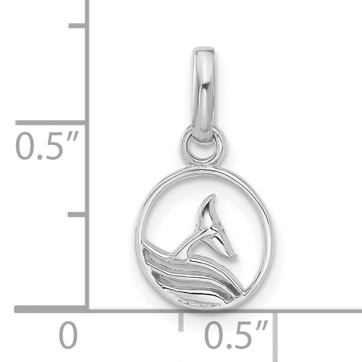 Sterling Silver Whale Tail Pendant with Cutout Wave Design, Nautical Ocean Theme