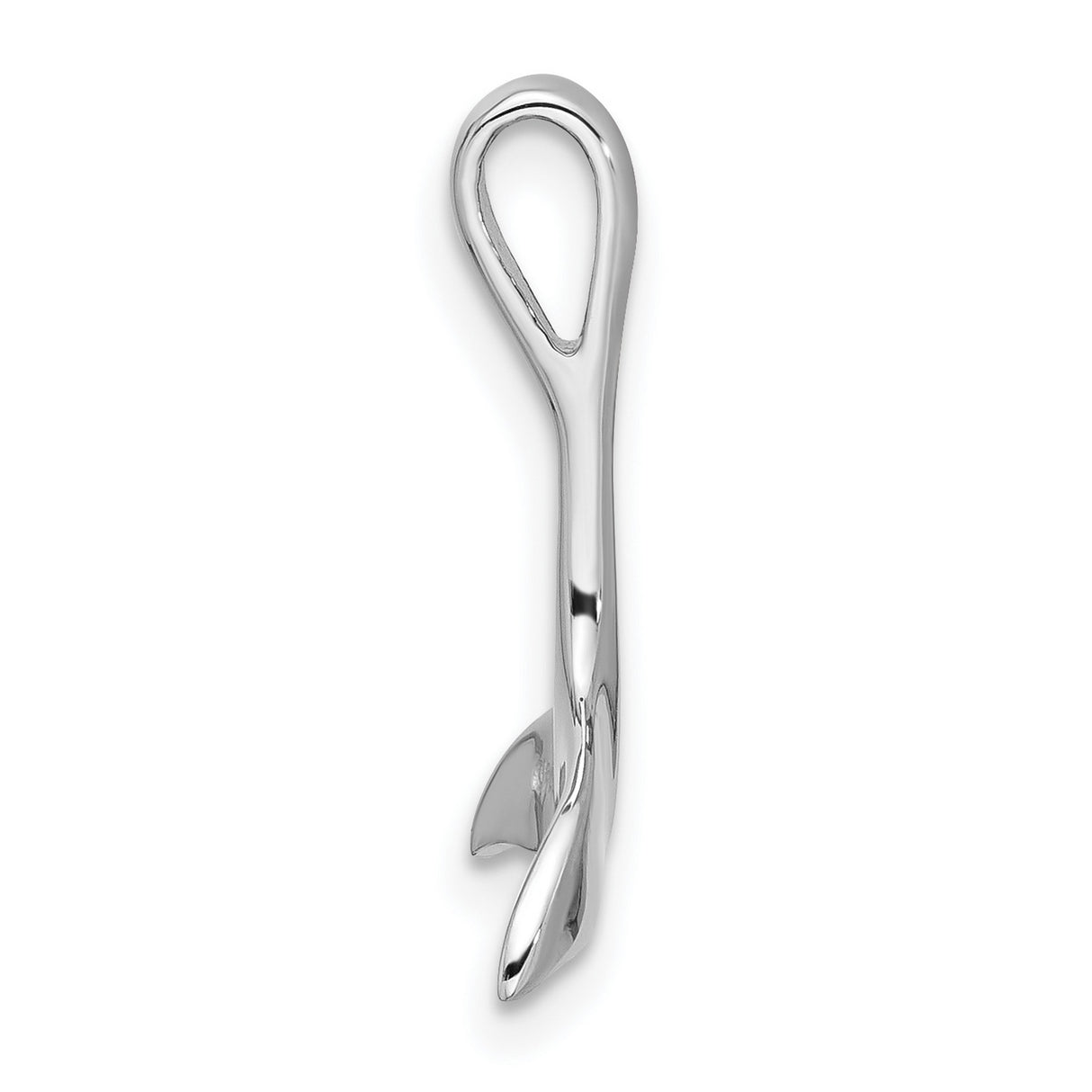 Polished Whale Tail Chain Side Charm Pendant in Real 925 Sterling Silver