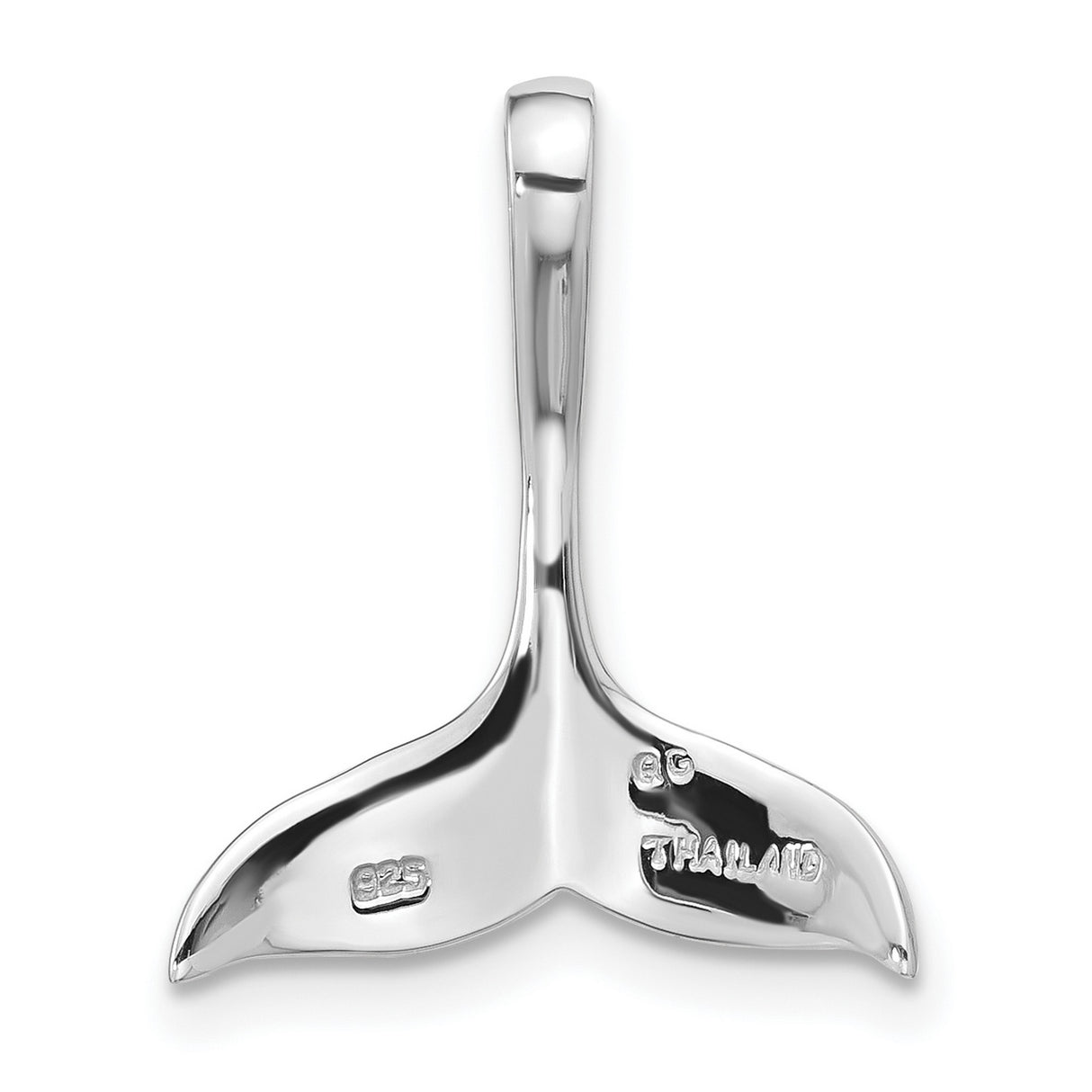 Polished Whale Tail Chain Side Charm Pendant in Real 925 Sterling Silver