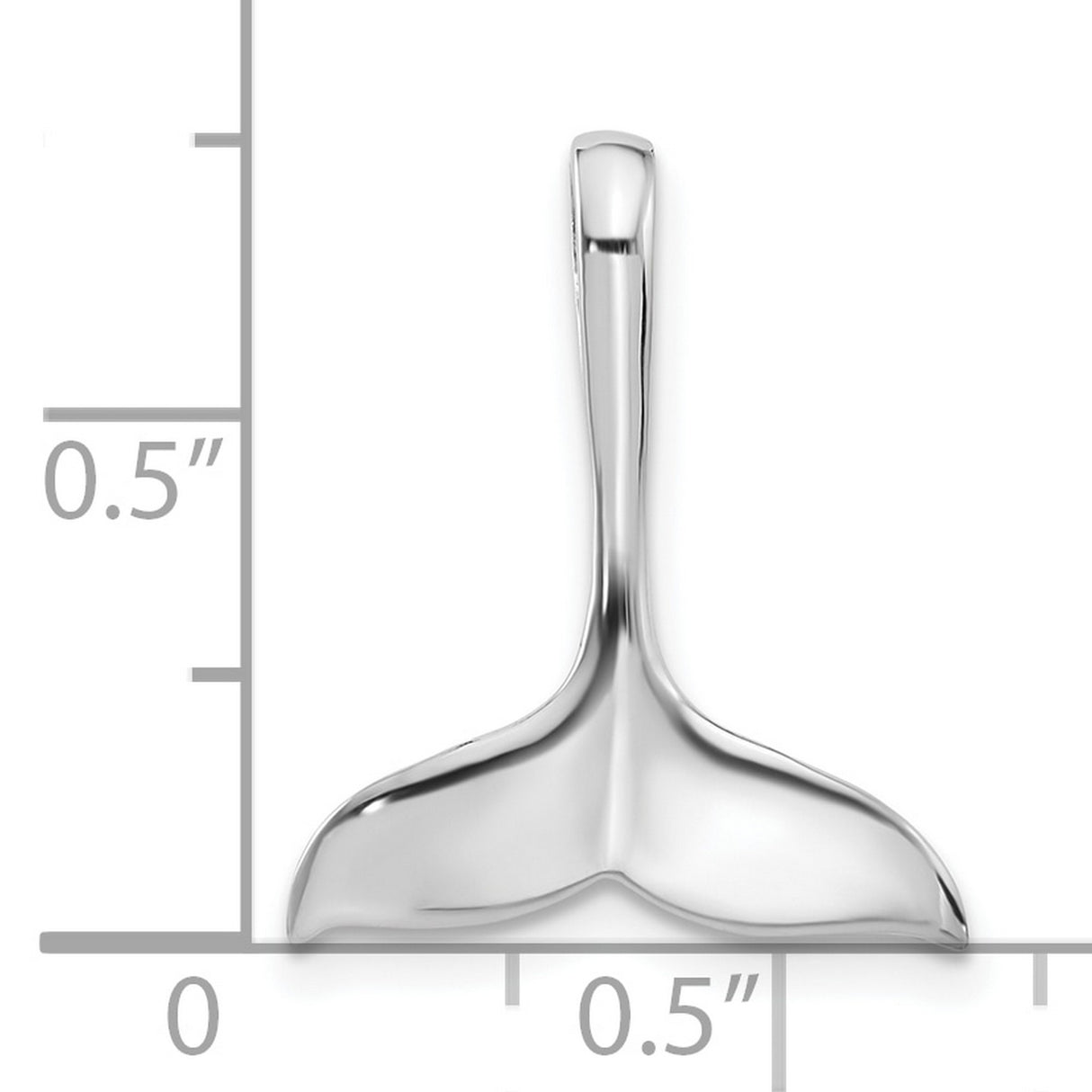 Polished Whale Tail Chain Side Charm Pendant in Real 925 Sterling Silver