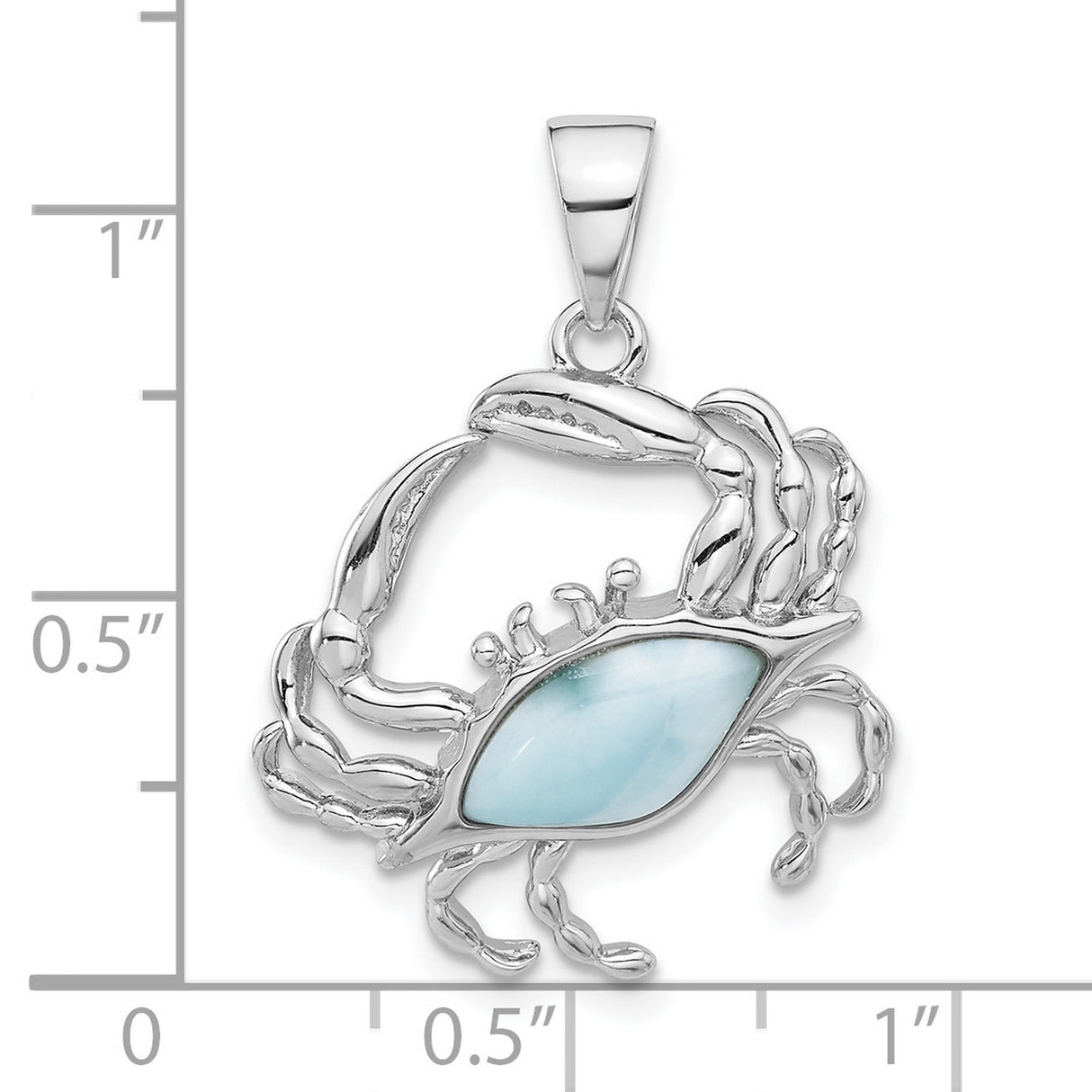 Sterling Silver Crab Pendant with Larimar Gemstone, Nautical Zodiac Cancer Symbol Jewelry