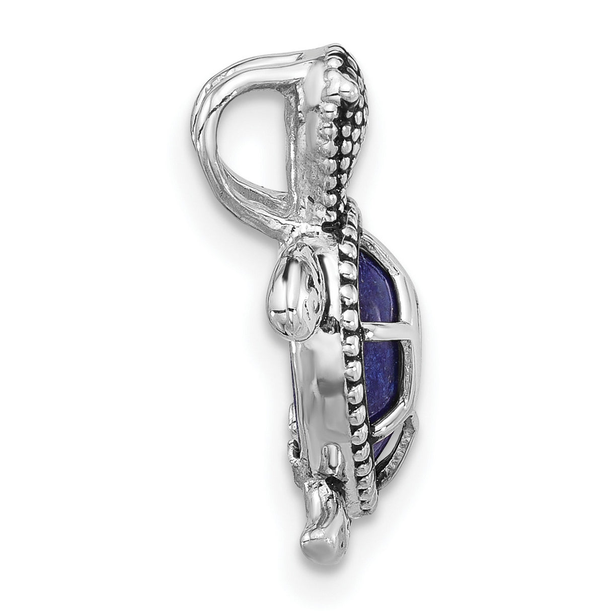 Sterling Silver Sea Turtle Pendant with Lapis Shell, Filigree Design, Ocean-Inspired Jewelry