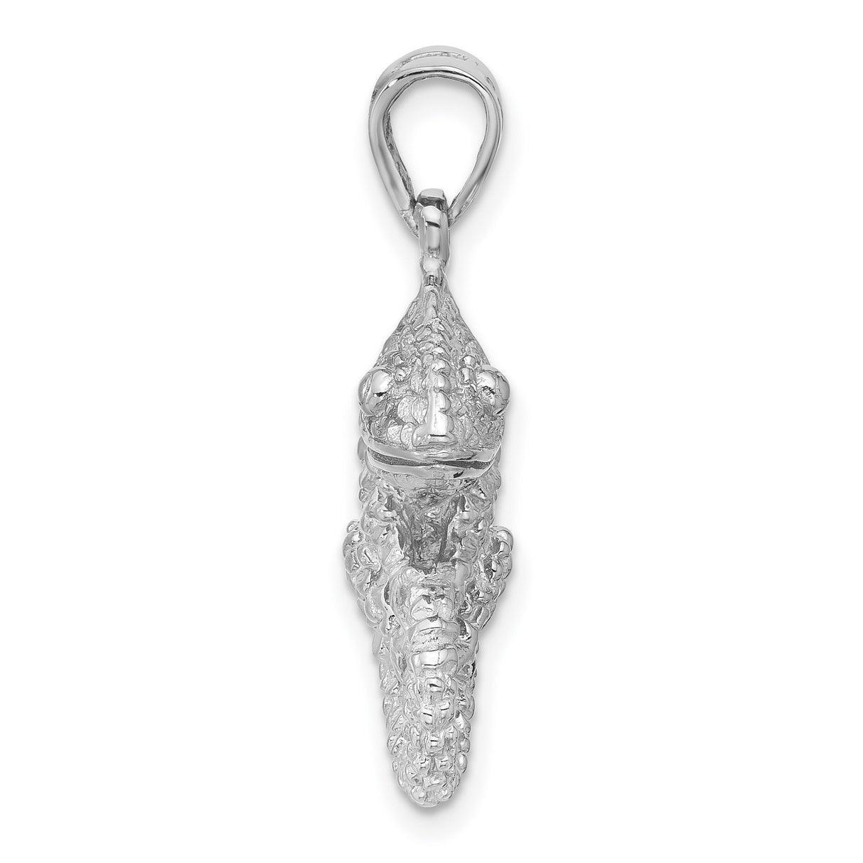 Sterling Silver Chameleon Pendant with Textured Detailing, Realistic 3D Lizard Charm