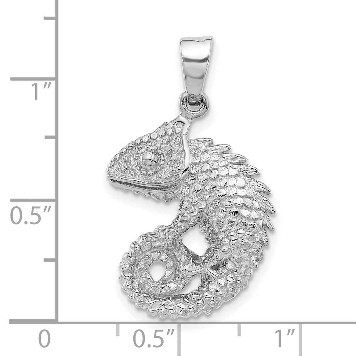 Sterling Silver Chameleon Pendant with Textured Detailing, Realistic 3D Lizard Charm