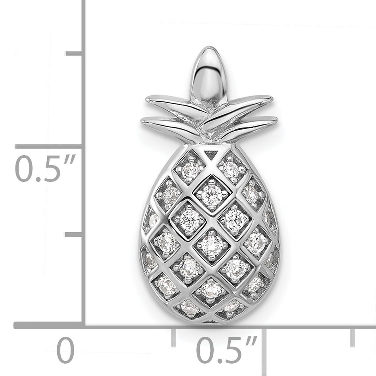 Sterling Silver Pineapple Pendant with Cubic Zirconia Accents, Tropical Fruit Design