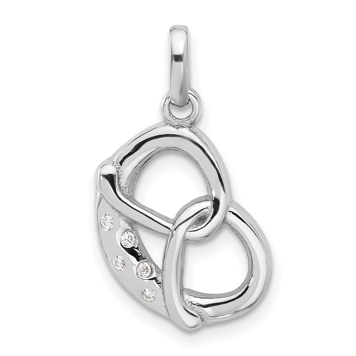 Sterling Silver Infinity Knot Pendant with Cubic Zirconia, Double Loop Design, Symbolic Unity Jewelry