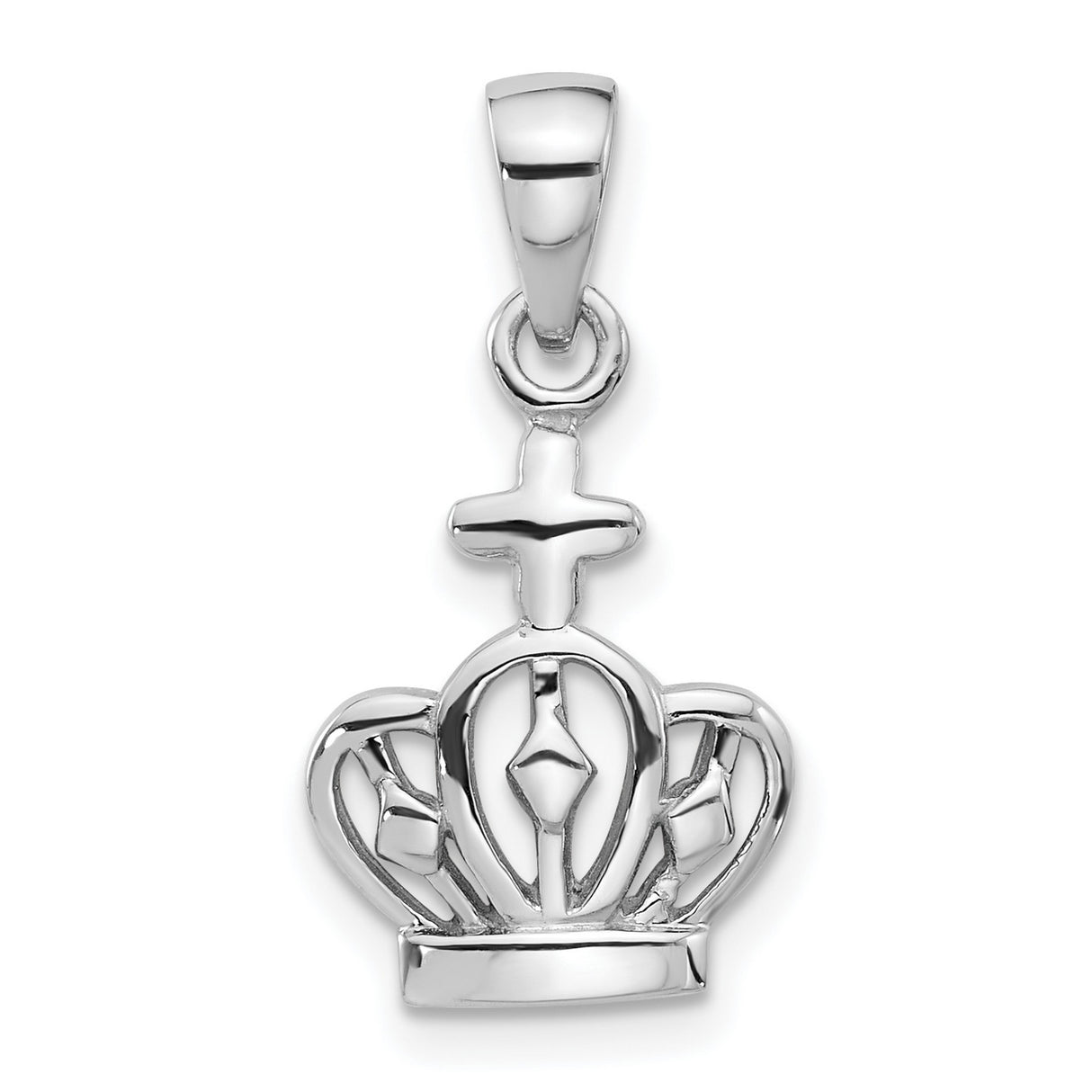 Sterling Silver Crown Cross Pendant, Openwork Religious Symbol of Faith and Authority, Unisex
