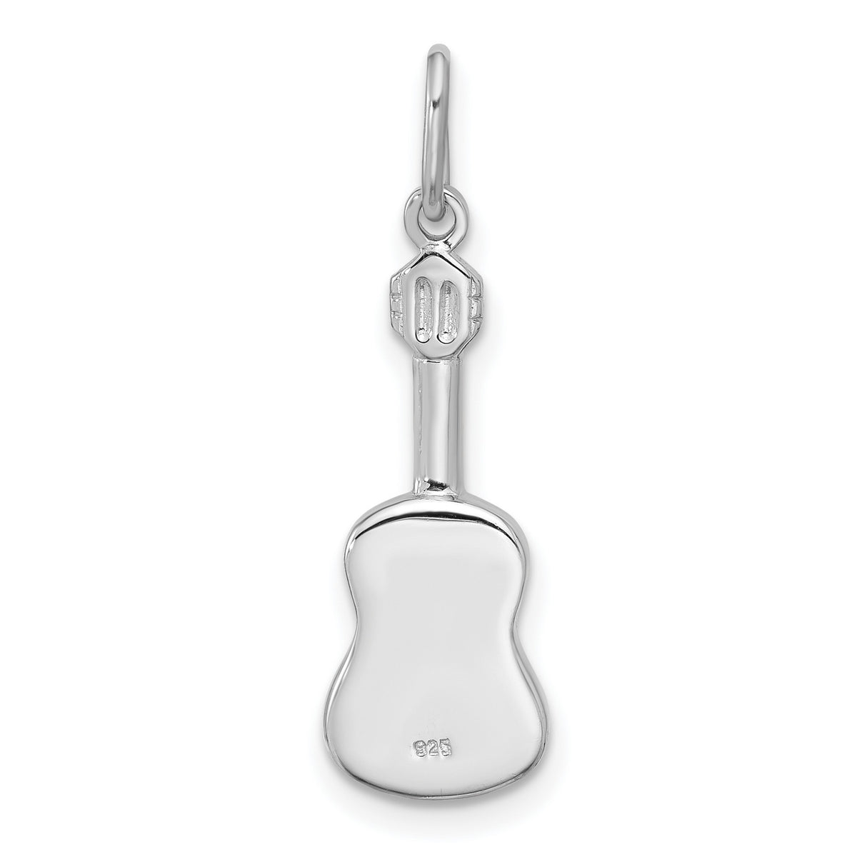 Sterling Silver Guitar Pendant, Detailed Acoustic Instrument Charm for Music Lovers