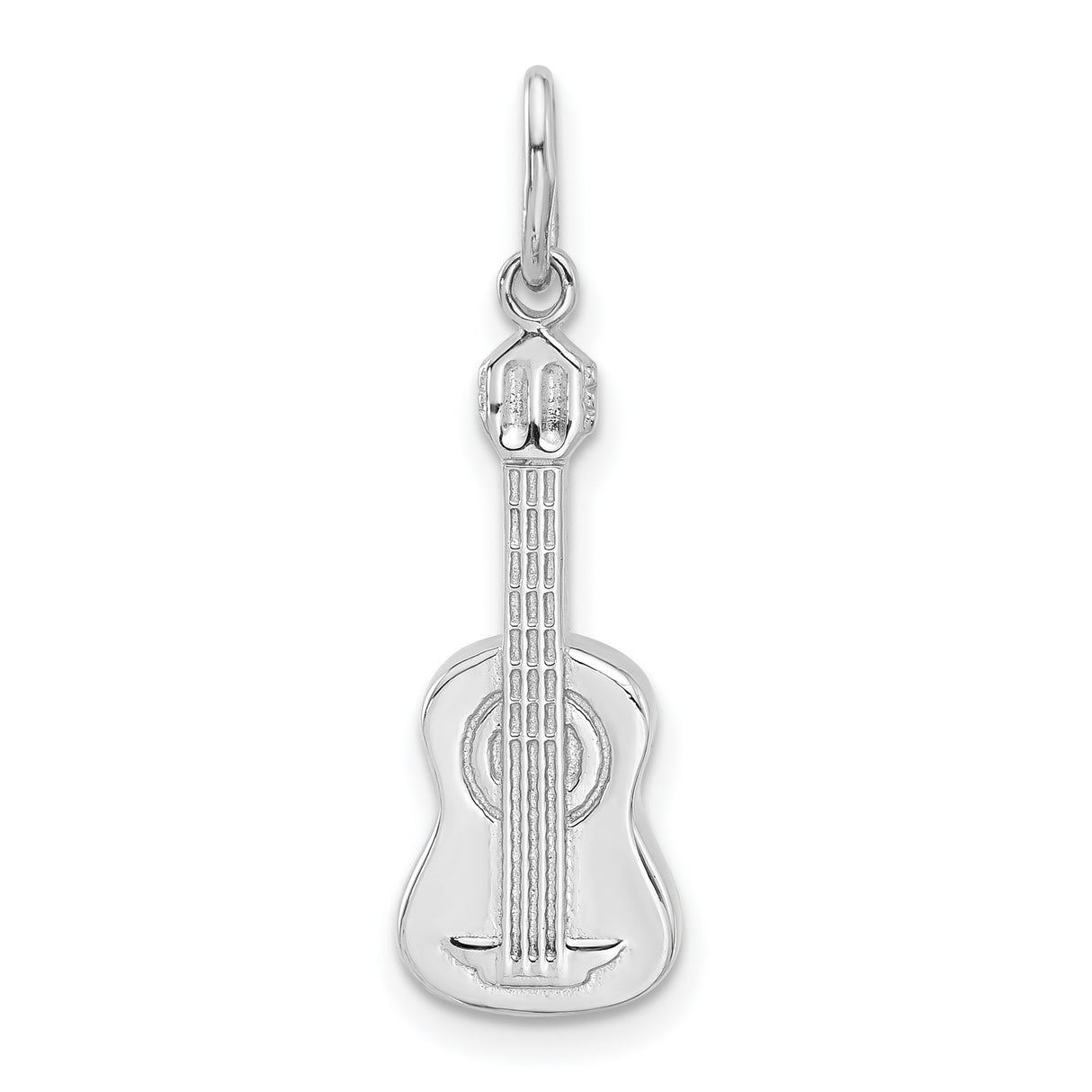Sterling Silver Guitar Pendant, Detailed Acoustic Instrument Charm for Music Lovers