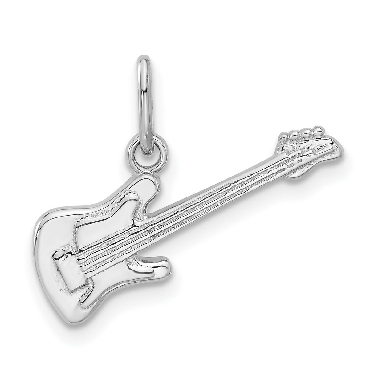 Sterling Silver Electric Guitar Pendant Charm, Musician Jewelry for Rock Lovers