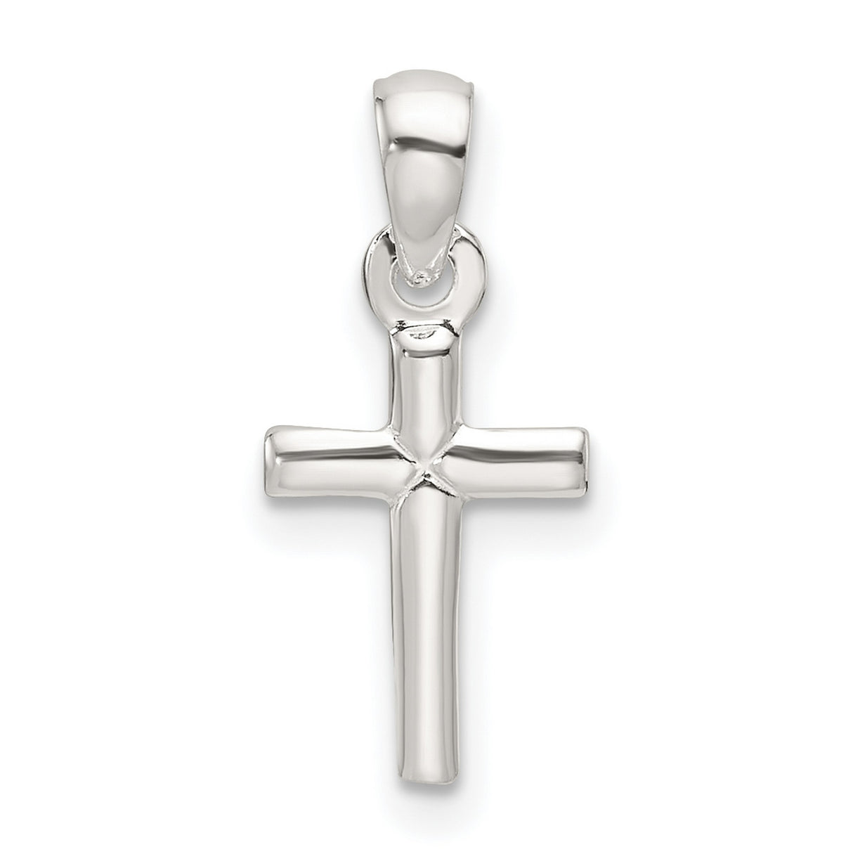 Sterling Silver Cross Pendant with Smooth Finish and Modern Geometric Design