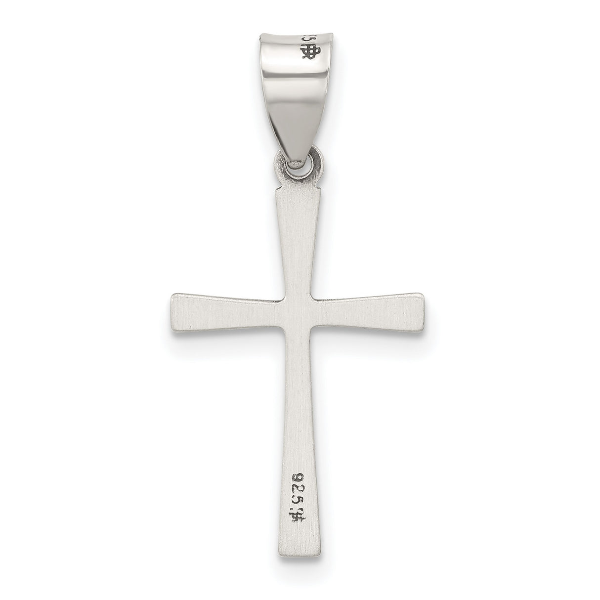 Sterling Silver Latin Cross Pendant with Textured Design and Polished Bail, Unisex Religious Jewelry