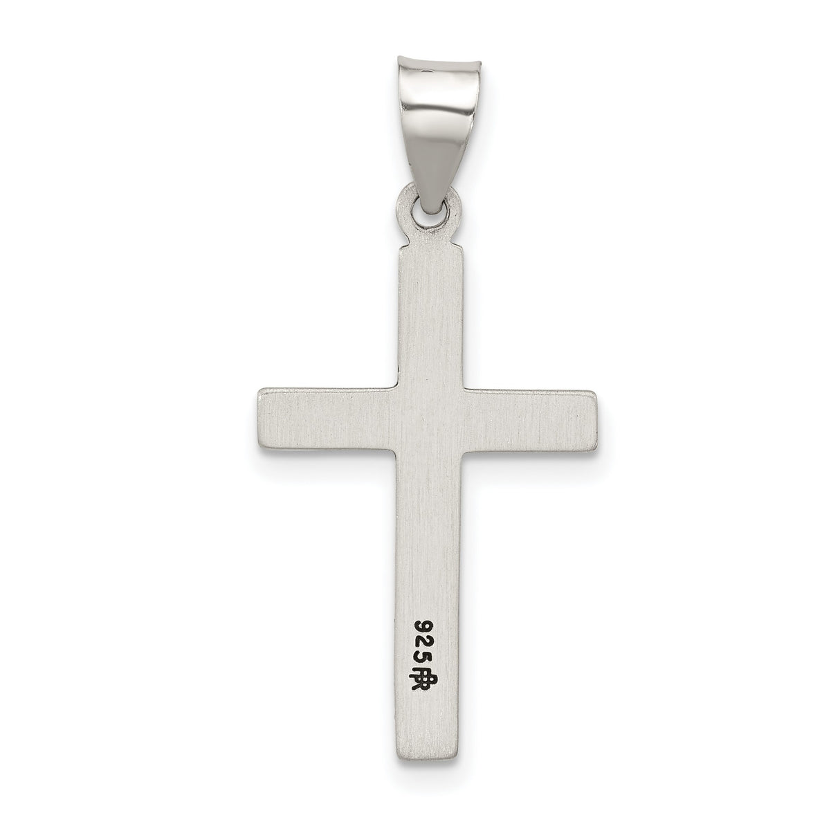 Sterling Silver Cross Pendant with Textured Beveled Edge Design for Men and Women