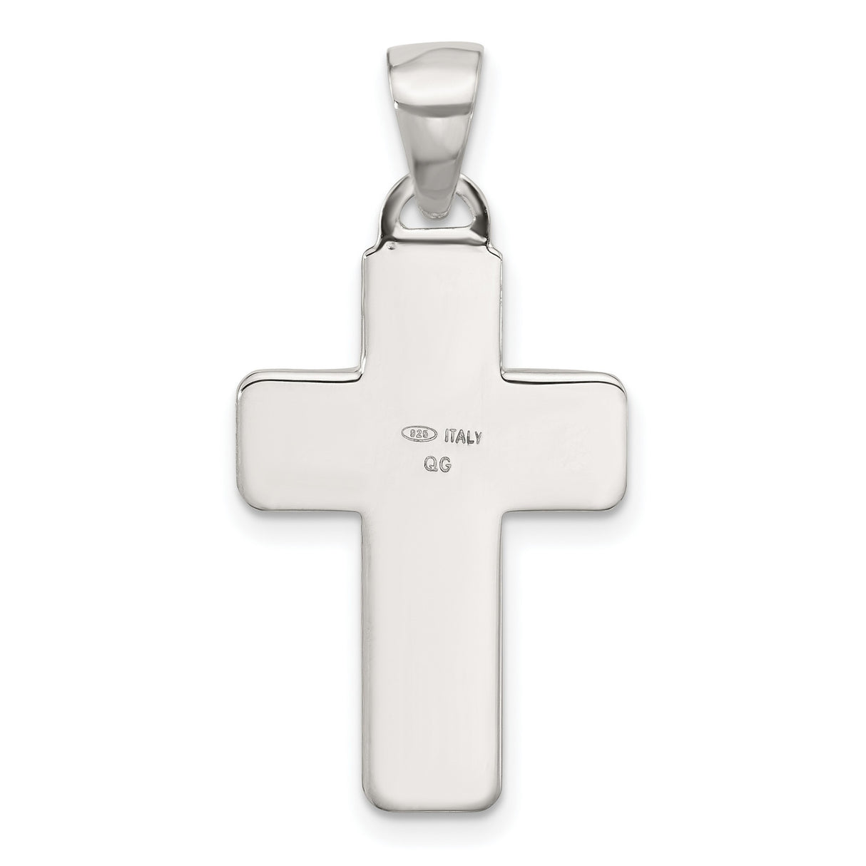 Sterling Silver Cross Pendant with Rounded Edge Design, Modern Faith Symbol for Men and Women