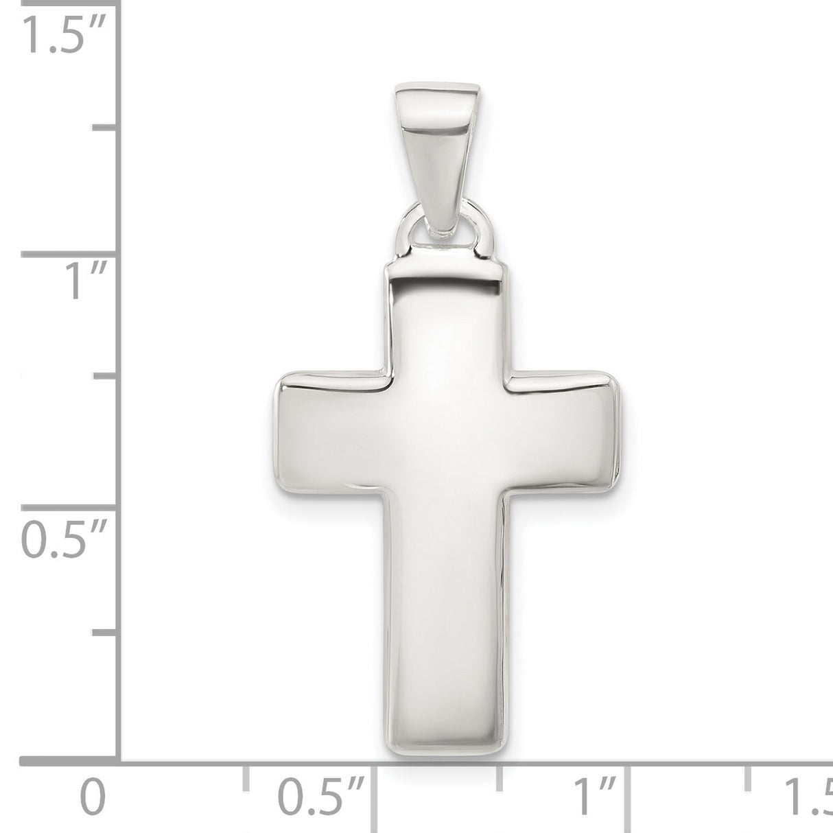 Sterling Silver Cross Pendant with Rounded Edge Design, Modern Faith Symbol for Men and Women