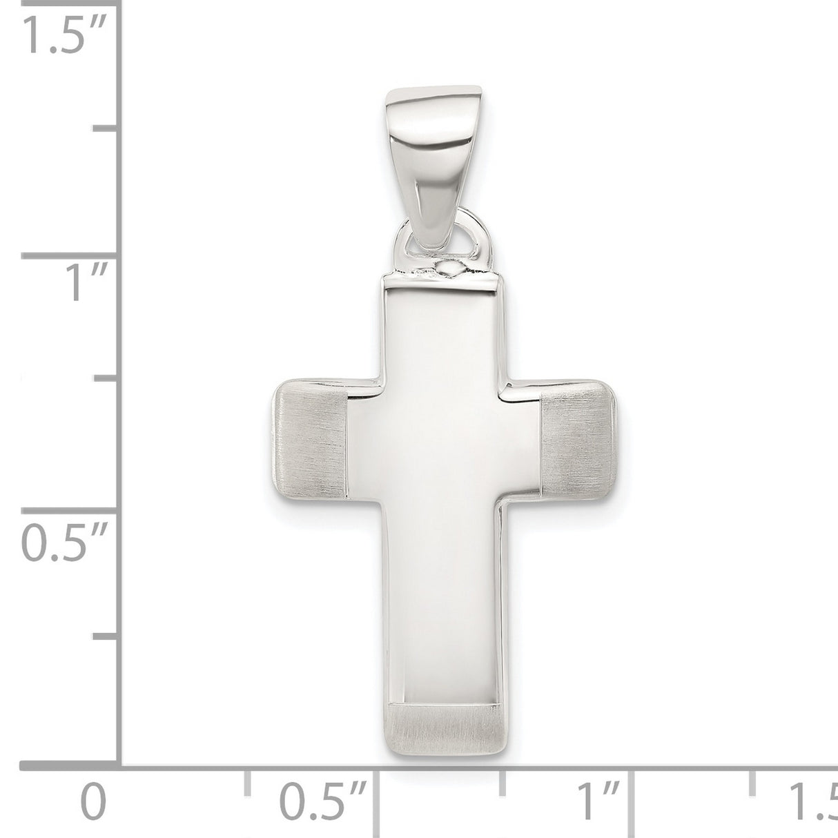 Sterling Silver Cross Pendant with Satin Matte and Polished Finish, Minimalist Faith Design