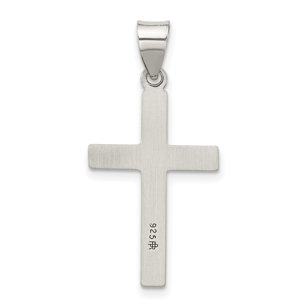 Sterling Silver Cross Pendant with Brushed Finish and Polished Edges, Unisex Religious Jewelry