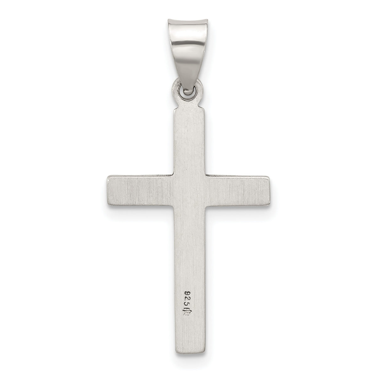 Sterling Silver Beveled Cross Pendant with Polished Textured Finish, Modern Faith Design