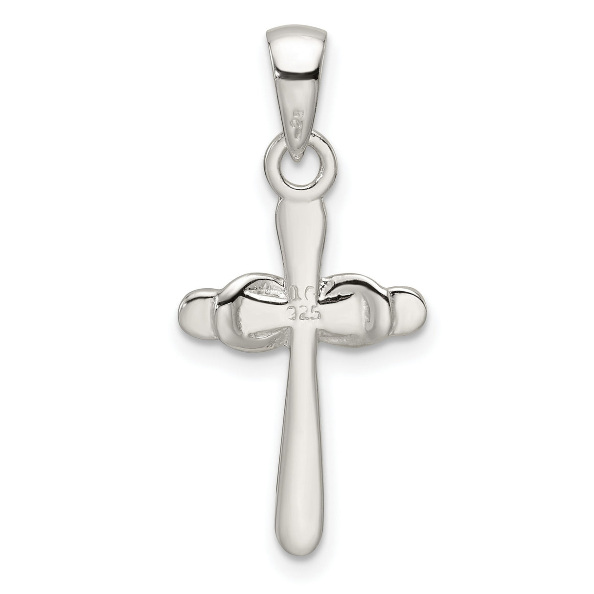 Sterling Silver Infinity Cross Pendant with White Enamel Accent, Unisex Spiritual Jewelry