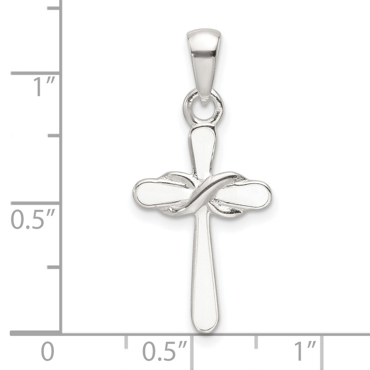 Sterling Silver Infinity Cross Pendant with White Enamel Accent, Unisex Spiritual Jewelry