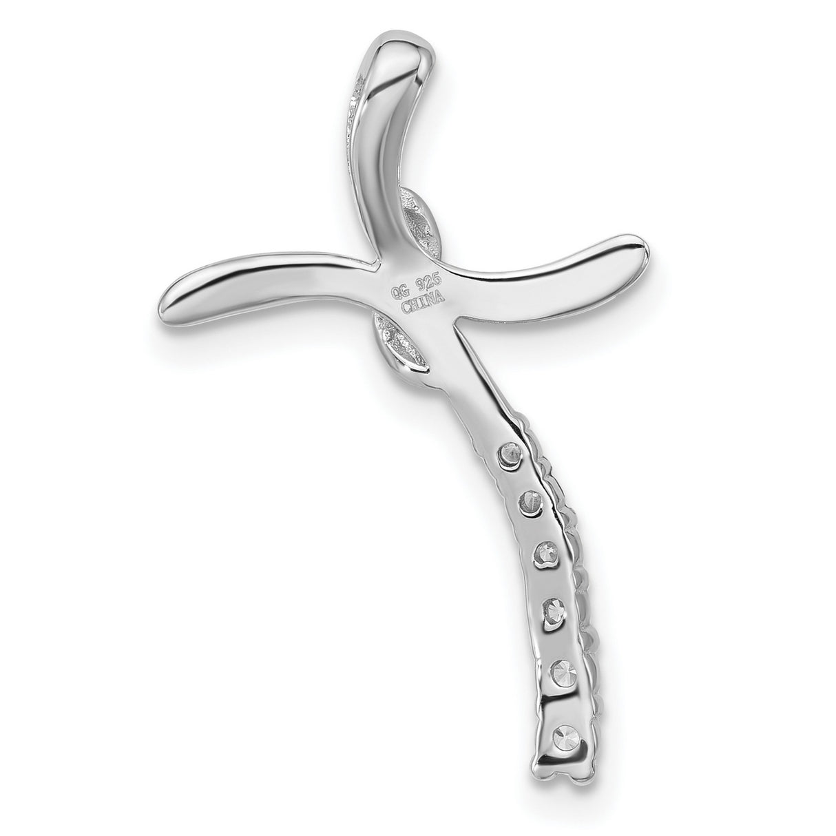 Sterling Silver Twisted Cross Pendant with Cubic Zirconia Accents, Unisex Wave Design