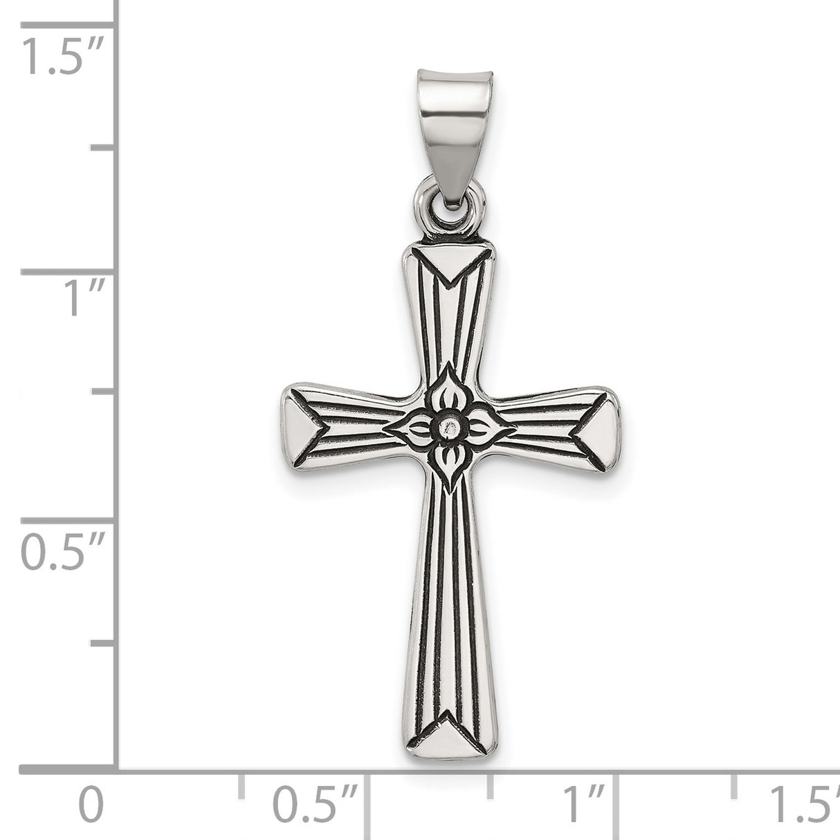 Sterling Silver Cross Pendant with Floral Detail and Vintage Religious Design