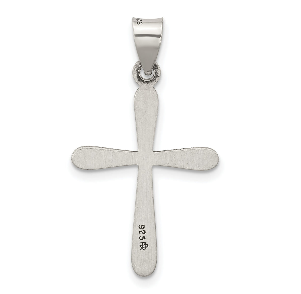 Sterling Silver Cross Pendant with Polished Rounded Edges and Textured Finish