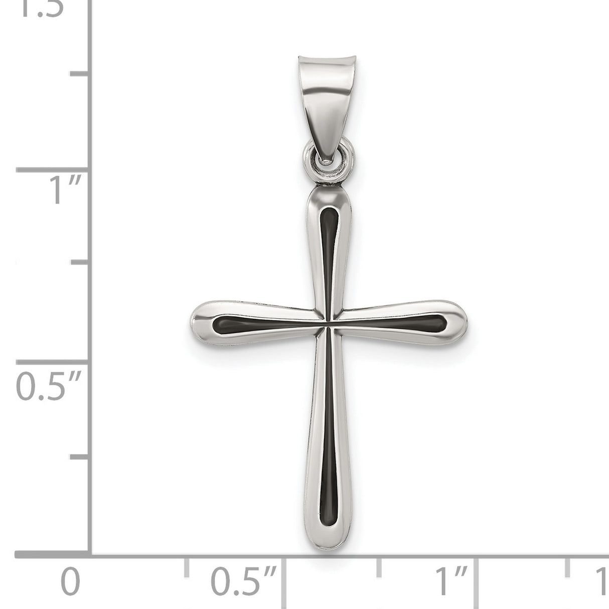 Sterling Silver Cross Pendant with Polished Rounded Edges and Textured Finish
