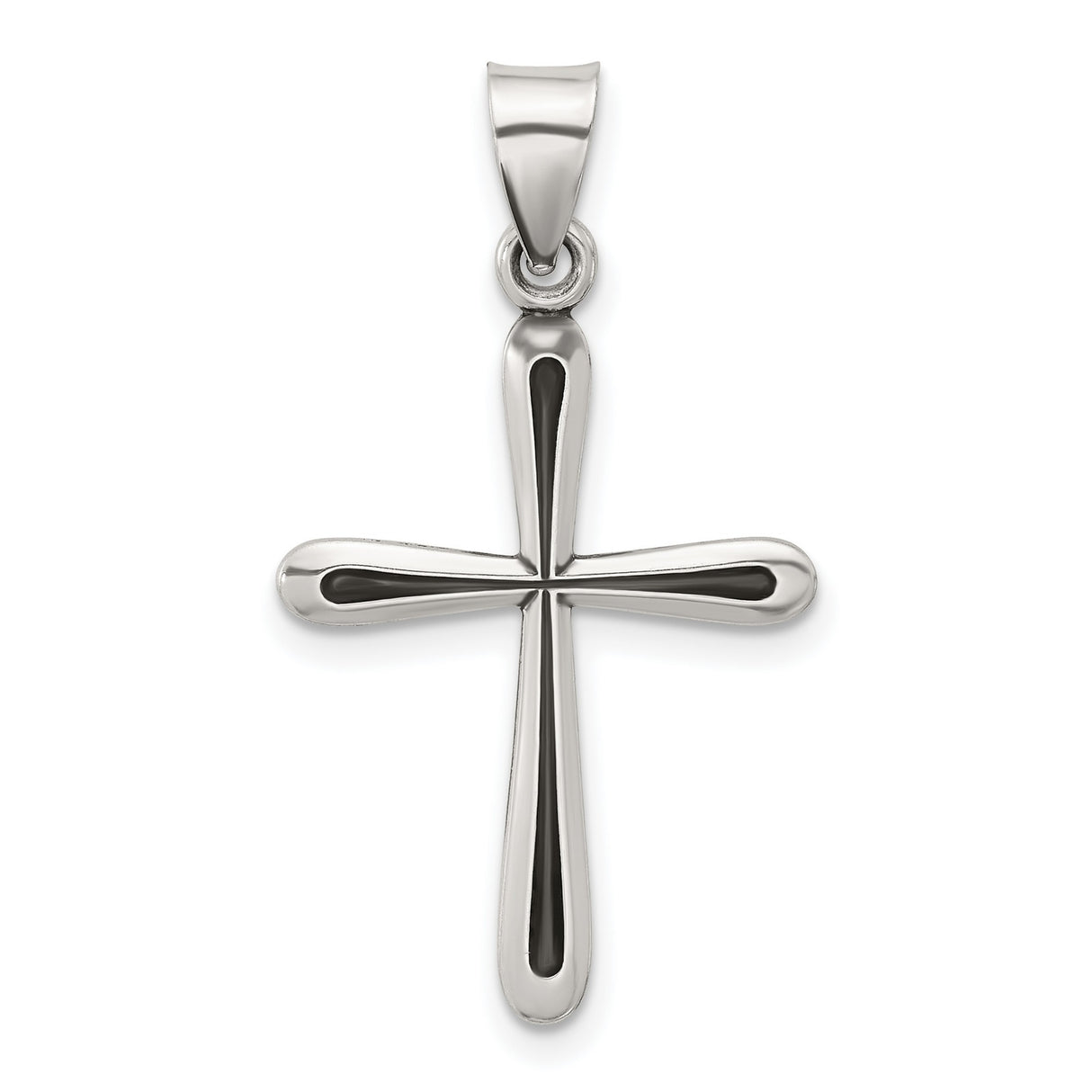 Sterling Silver Cross Pendant with Polished Rounded Edges and Textured Finish