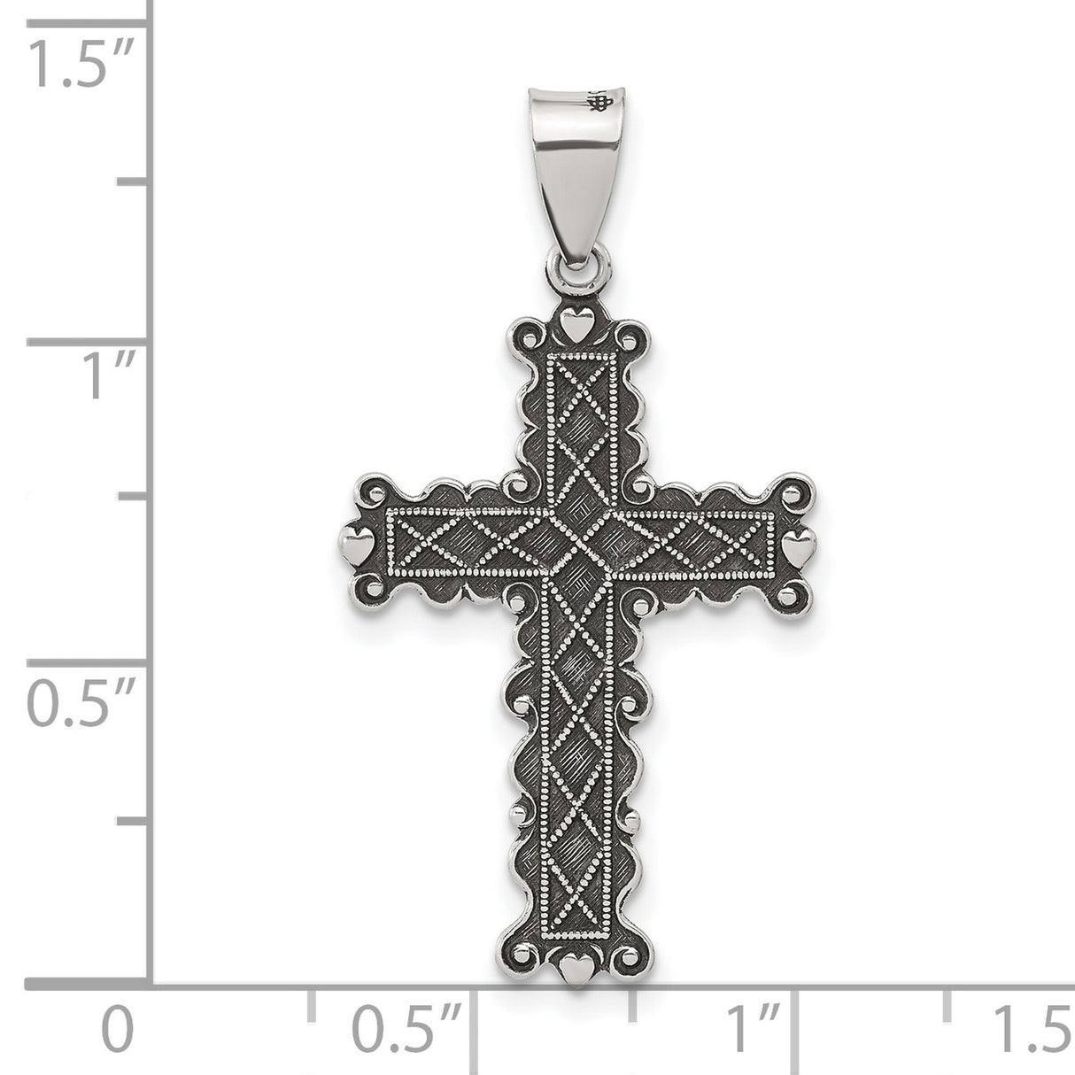 Sterling Silver Cross Pendant with Oxidized Finish and Scroll Design for Men and Women