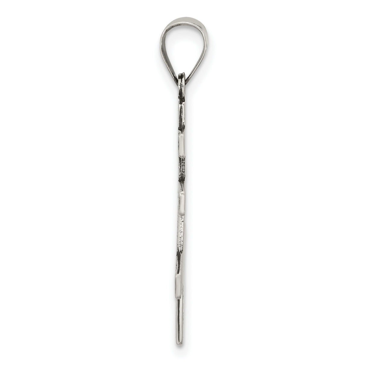 Sterling Silver Orthodox Cross Pendant with Antiqued Textured Engraving, Religious Symbol