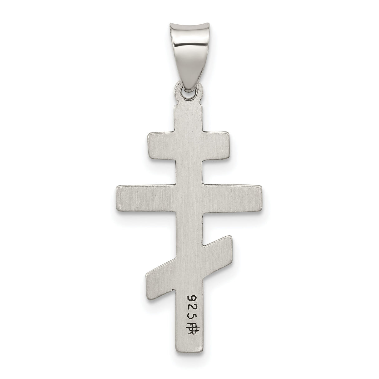 Sterling Silver Orthodox Cross Pendant with Antiqued Textured Engraving, Religious Symbol