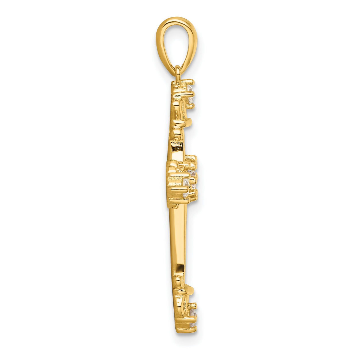 Sterling Silver Cross Pendant with Cubic Zirconia, Baroque Crown and Scrollwork Design