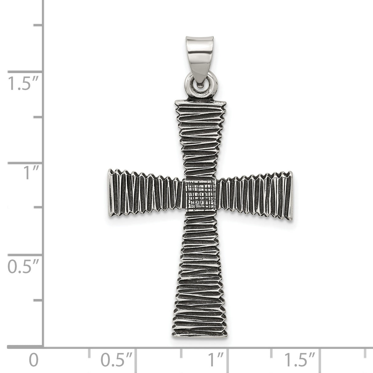 Sterling Silver Cross Pendant with Oxidized Tribal Texture, Spiritual Symbol for Men and Women