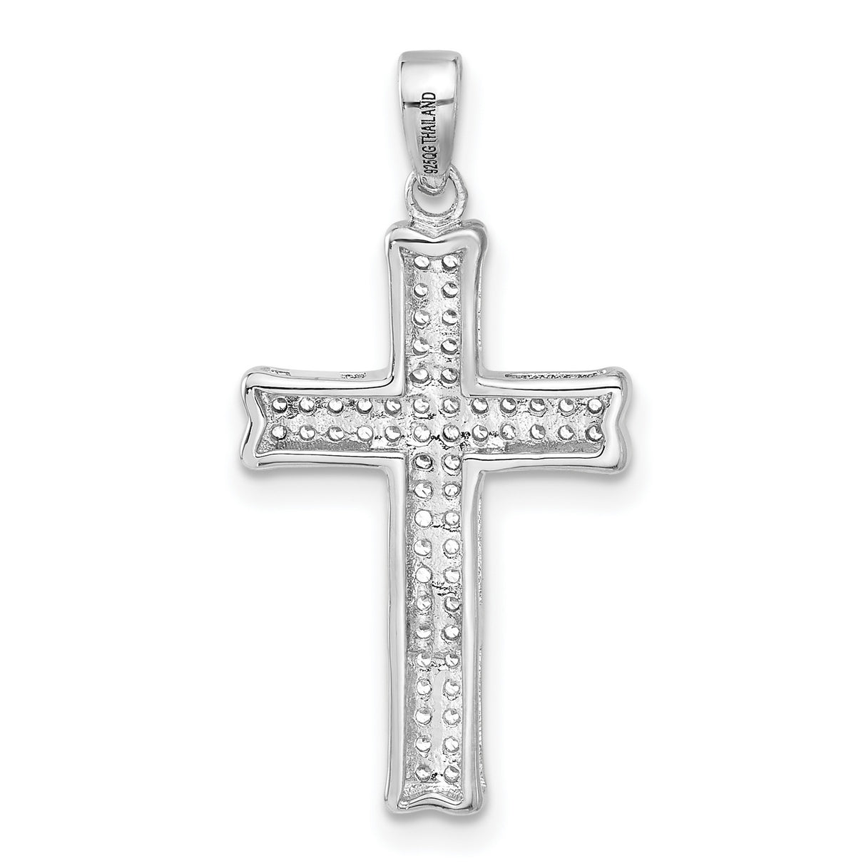 Sterling Silver Cross Pendant with Cubic Zirconia, High Polish Religious Jewelry for Men and Women