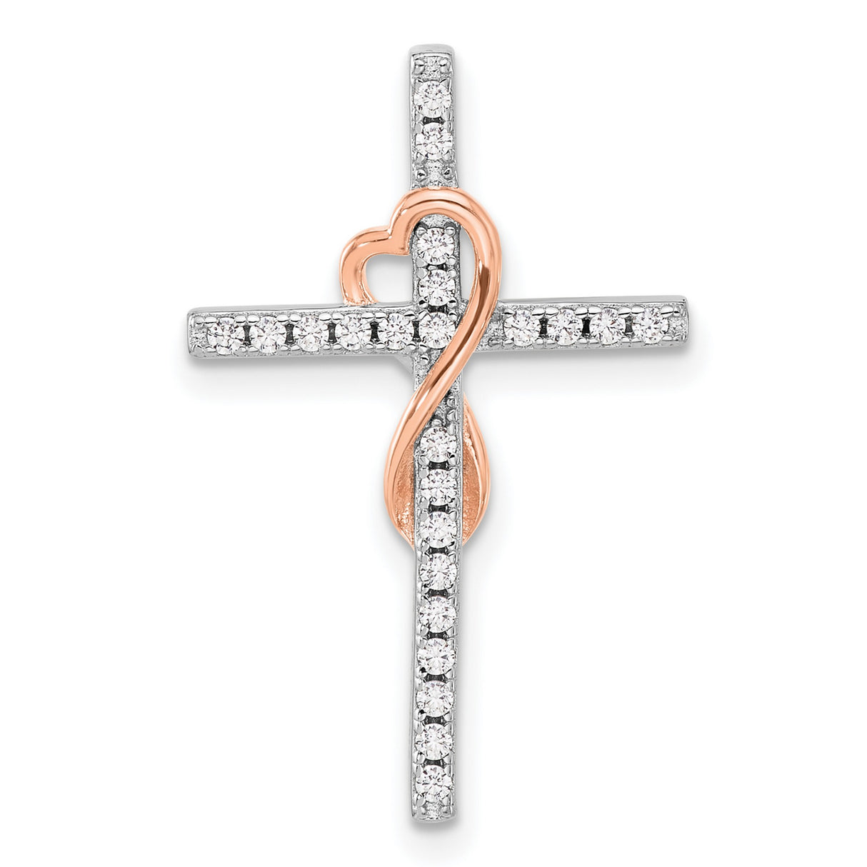 Sterling Silver Cross Pendant with Cubic Zirconia, Layered Design, Unisex Faith Jewelry
