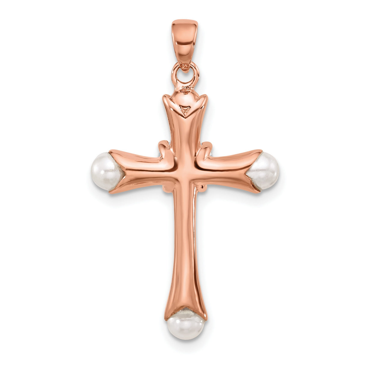 Sterling Silver Cross Pendant with Cubic Zirconia and Synthetic Pearl, Vintage Religious Style
