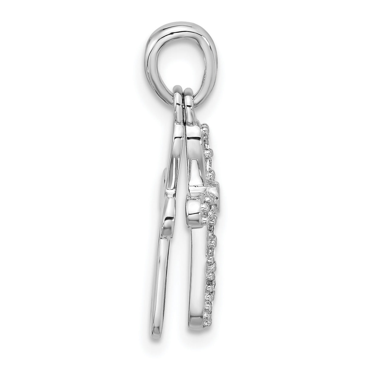 Sterling Silver Cross Pendant with Cubic Zirconia, Layered Silver and Gold Design